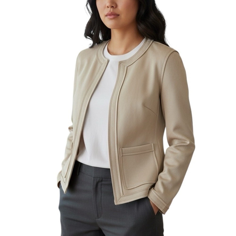 PREMISE Jacket Blazer Tan Faux Suede Size XS Long Sleeve Unlined Open Front